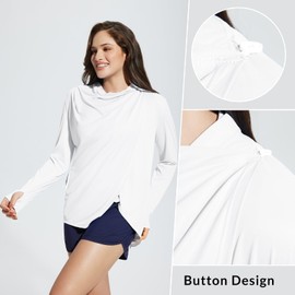 BALEAF Women's Rash Swimming Casual Long Sun Protection Jacket, E-white, S