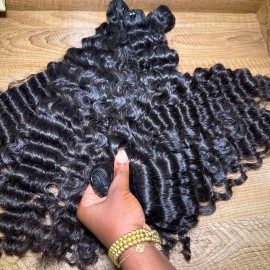 Pineapple Body Wave Natural Straight Kinky Burmese Curly Fumi Vietnamese Deep Wave Raw Cambodian Human Hair Bundlesstyle: 1 bundle Burmese curly, color: natural black, Stretched Length: 24"