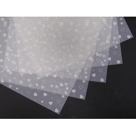 10 Sheets A4 100gsm Printed Translucent Vellum Paper - White Hearts Design AM526