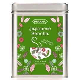 PRAANA TEA Premium Japanese Sencha Green Tea, Gift Tin, 100 g