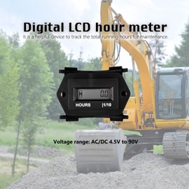 HonorMeet Digital Solid State Hour Meter, Applicable to 12V 24V 36V 48V 60V,TOT Hours Logging,Data Storage for Garden Tractor Generator Go-kart Motorbike RV Motorhome Snowmobile.(Diamond/ACDC)