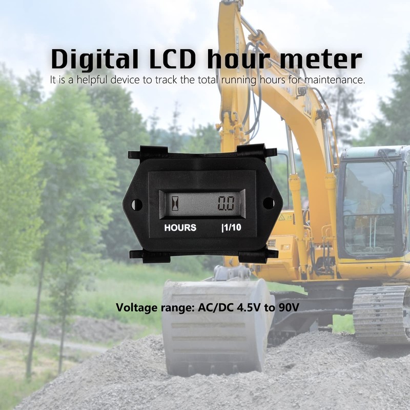 HonorMeet Digital Solid State Hour Meter, Applicable to 12V 24V