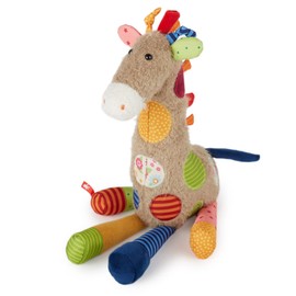 SIGIKID 42837 Soft Toy Giraffe Patchwork Sweety Cuddly Toy for Playing and Cuddling Soft Material Mix for Babies and Children, Boys and Girls from 0 Months to 8 Years Multicoloured / Giraffe 36 cm