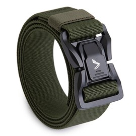 Fabio Valenti Men Belt,Tactical Belt,1.5 inch Stretch Nylon Golf Belt with Heavy Duty Seatbelt Buckle(2110ARMY GREEN,L)