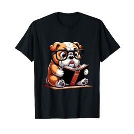 English Bulldog Reading a Book Dog T-Shirt