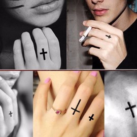 Nirbffo Black Cross Temporary Tattoos Waterproof Tattoo Men and Women Small Cross Tattoos Stickers 5 Sheets 10 x 17 cm