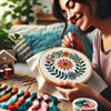 KAMACA Decorative Flower Meadow Embroidery Kit 80 x 80 cm