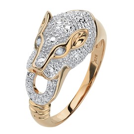 PalmBeach Yellow Gold-plated Sterling Silver Genuine Diamond Accent Panther Ring Sizes 7-12 Size 8