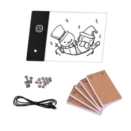 WOTAO Flip Book Kit, Flip Book Kit with Mini LED Light Pad Hole Design 3 Level Brightness Control Light Box 300 Sheets Animation Paper Flipbook Binding Screws for Children Students Adults Drawing