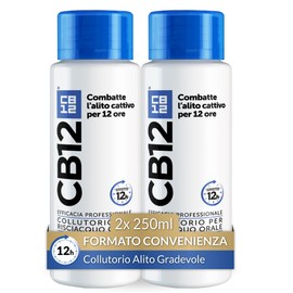 CB12 Tägliches Mundwasser, ohne Alkohol, gegen schlechten Atem, 12-Stunden-Effekt, mit Fluorid, ohne Alkohol, 2 Packungen à 250 ml