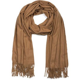 styleBREAKER 01017104 Unisex Soft Plain Scarf with Fringes Winter Stole Scarf - camel