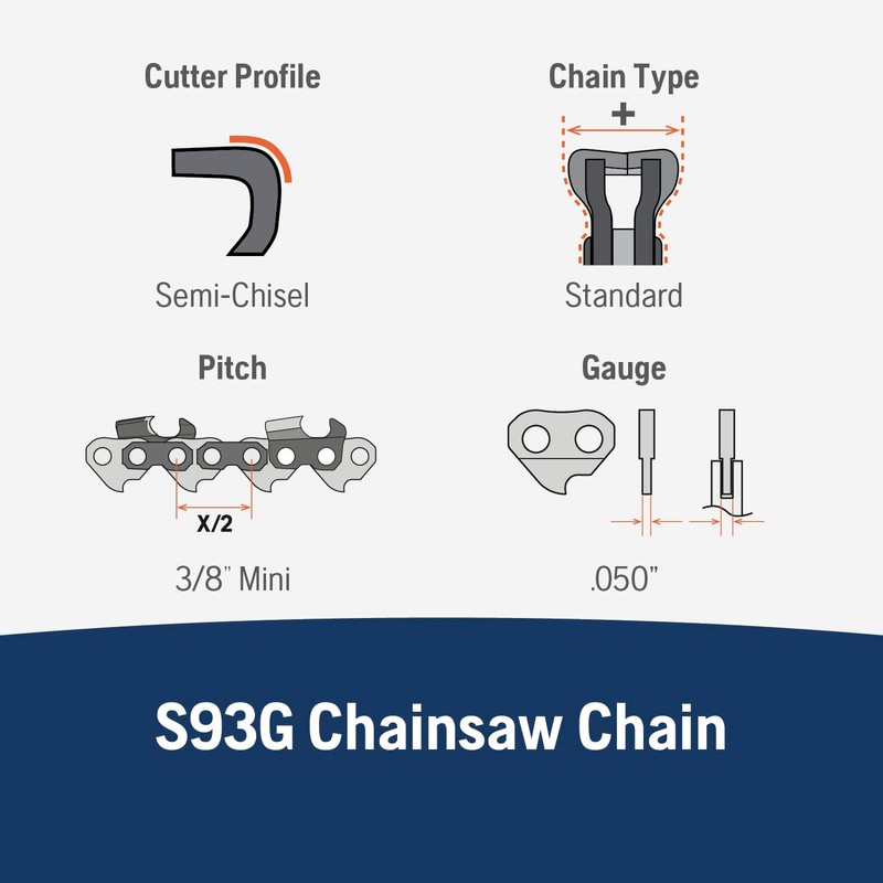Husqvarna X-Cut S93G 18 Inch Chainsaw Chain, .3/8" Pitch, .050"