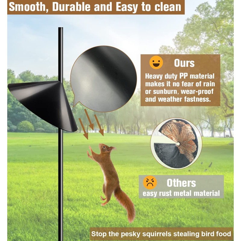 Garbuildman Squirrel Baffle for Bird Feeder Pole, Outside Pole Mount