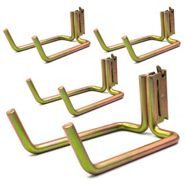 FlixGrdy (4 Pack) 8-1/2" E-Track Heavy Duty Double J Hook, Large Steel Tool Hook TieDown Accessories Cargo Tie Down Systems in Trucks, Gold