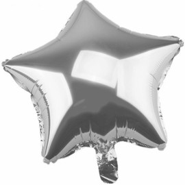 TRIXES 5 Silver Star Balloons, 18'' Metallic, Birthday Celebration Table Decoration