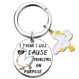 MigPio Duck Keychain for Girl Boy Duck Stuff Ducks Theme Inspirational Gift for Teen Ducks Lovers Gifts Funny Gifts for Men Women Giant Goose Keychain