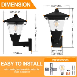 FUDESY Outdoor Wall Light Dusk to Dawn, Sensor Waterproof Black Porch Light Fixture Wall Lantern, Anti-Rust Plastic Exterior Wall Sconce for House, Patio, Garage, Doorway(Bulb Included)