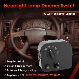 Headlight Lamp Dimmer Switch without Fog Lights, Compatible With 03-09 Chevy Trailblazer GMC Envoy, 03-07 Express Savana, 03-04 Oldsmobile Bravada, Isuzu Ascender, 04 Buick Rainier, Replaces# 10372953