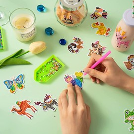 Boxgear DIY Diamond Painting Children's Sticker Set Small Animals Mosaic Llebe Pictures 5D Diamond Painting Pictures Painting Diamond Pating for Children Boys Girls Adults Beginners (30 Pieces)