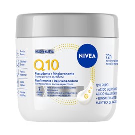 NIVEA Q10 Rassodante + Ringiovanente Aree specifiche 400 ml, Crema rassodante corpo con Coenzima Q10 e Acido Ialuronico, Crema idratante corpo 72h tonificante per seno, braccia, pancia, glutei e gambe
