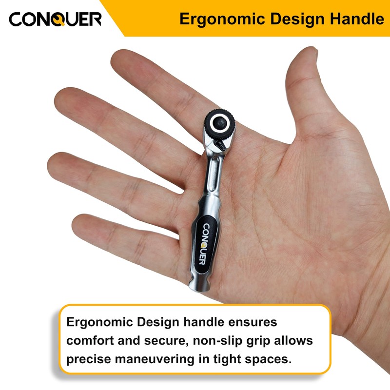 CONQUER 22pc 1/4 Ultra Low Profile Mini Ratchet Close Quarter