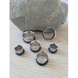 Zaya Body Jewelry 2 Pairs 1g- 1 inch Black Tapers and 316l Steel Tunnels Ear Stretching Kit (20mm)