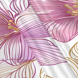 Satin Pillowcase for Hair and Skin, Beatuiful Blossom Silk Pillow Case Queen Size Silky Pillowcases with Zipper Cooling Pillow Cover (20x30 Inches)