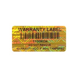 300pcs Tamper Proof Stickers Hologram Security Labels Genuine Warranty Seal with bar Code Unique Serial Number(1.2 X 0.6 Inch,Gold,GQYH)