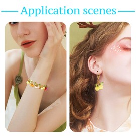 Beadthoven 150pcs Acrylic Fruits Pendants Mini Cherry Charms Colorful Fruit Food Dangle Charms Cute Earring Charms with Leaf for Jewelry Making Bracelet Hanging Ornaments DIY Crafts Accessories,