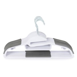 Set of 10 Easy-On Non-Slip Hangers, Heavy Duty Plastic with Strap Indents for All Garments