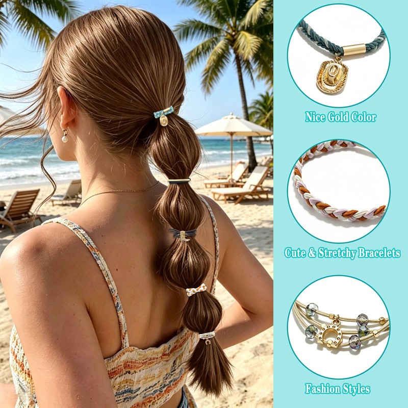 5 PCS Hair Ties Bracelet for Women, Stylish Dual-Use Braided