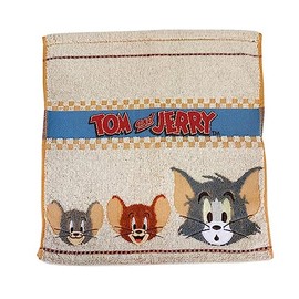 Marushin 4105039300 Hand Towel, Tom and Jerry, Face Applique Handkerchief, Characters, 100% Cotton, Antibacterial, Deodorizing, Present, Gift, Birthday
