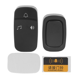 Wireless Doorbell Plug and Play 38 Music 3 Volume Adjustment Emergency Call Button Black  ‑