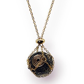 Charms & Pendants - EMF SHIELDING Unique Black Design with Gold Accents, Circular Shape, and Simple Chain unique charm fashion woman - Color: Silver, Size: medium