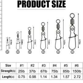 Craftsboys Fishing Speed Clips, Stainless Steel Quick Change Swivel Snap for Lures (#2 (37LB) 50PCS)