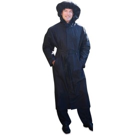Shaynecoat Travel Raincoat for Men Covers Your Head & Hat (Medium) Black