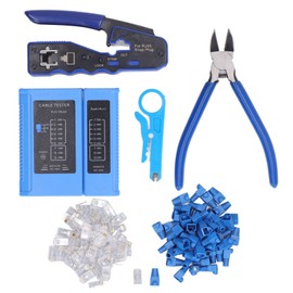 RJ45 Crimp Tool Kit 8P8C Modular Connectors Wire Stripper Pliers Multifunctional Crimping Tool for Cat5e Cat6 Cat6a