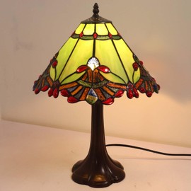 Bieye S10023 Tiffany Style Stained Glass Baroque Lampshade (13-inch Wide Green)