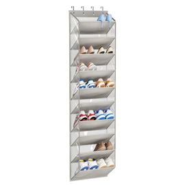 SLEEPING LAMB 10 Tiers Over The Door Shoe Organizer with Clear Deep Pockets, Hanging Shoe Rack for Door Storage 20 Pairs Sneakers Holder for Closet Hanger Boots, Grey