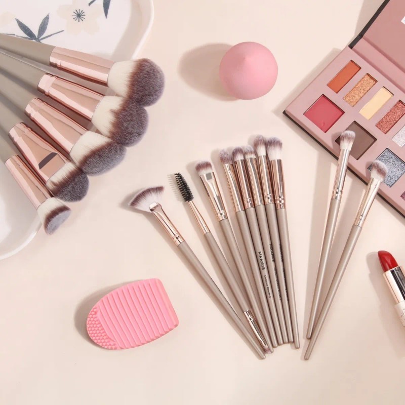 15 Piezas Brochas De Maquillaje Profesional Color Marrón