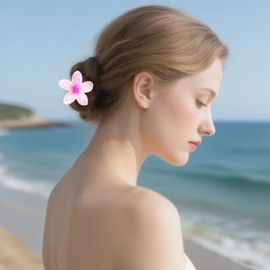 Flomiara 6 x Blumen-Haarspangen für Damen, hawaiianische Haarklammern, Sommer-Reise-Haar-Accessoires, seitlicher starker Halt, Druck-Klauen-Clip, Haarnadel für Mädchen, Frauen, dickes, dünnes Haar