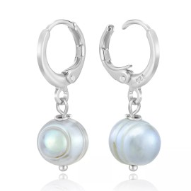 AeraVida Timeless and Chic Freshwater Gray Pearls Sterling Silver Mini Hoop Earrings