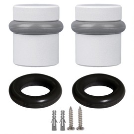 Modern Cylindrical Door Stop – White Floor Rubber Bumper, 2-Pack – Design House, 188326