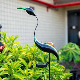 Solar Garden Statue Crane Yard Art Sculptures, Metal Heron Statues Outdoor for Patio Yard Lawn Porch Decorations, Garden Decor for Outside, House Warming Gifts - Mom Birthday Gifts