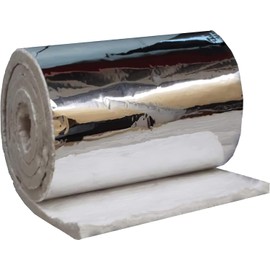 Ceramic Fiber Blanket with Aluminum Foil Facing - 8# 2400F - 1/2" x 24" x 6.2' (75") - High Temperature Insulation for Furnace, Chimney, Forge, Pizza Oven, Stove, Fireplace, Welding, Soldering, HVAC