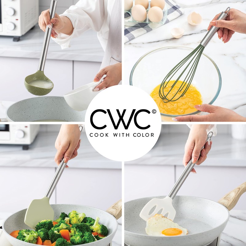 COOK WITH COLOR Silicone Cooking Utensils, Kitchen Utensil Set, Easy