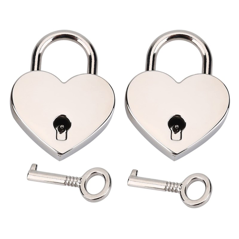 2 Pieces Small Heart Shaped Padlock with Key Mini Lock