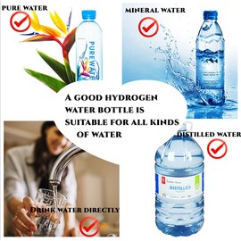 Vasrou Hydrogen Water Bottle, 9000+ PPB Hydrogen Water, Food Grade Rechargeable Machine,Suitable for All Water, Alkaline Water,Exhaust Hole, 3 Minutes and 18 Minutes Dual Mode (Single Silver)