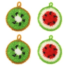 PATIKIL Dish Scrubber, 4 Pcs Non Scratch Cleaning Sponge Hand Crochet Double Layered Durable Dish Cloth Kitchen Sponge for Washing Dishes for Cookware Tubs Sinks, Watermelon & Fruit