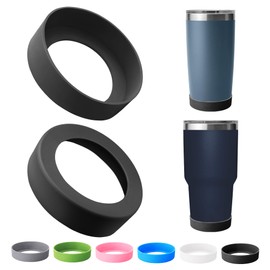 Bluwing Silicone Boot for YETI Tumbler 20 oz 30 oz, Protective Silicone Boot Sleeve for 20oz 30 oz Tumbler with 2.75-2.95Inch Base Diameter(2Pcs Black)